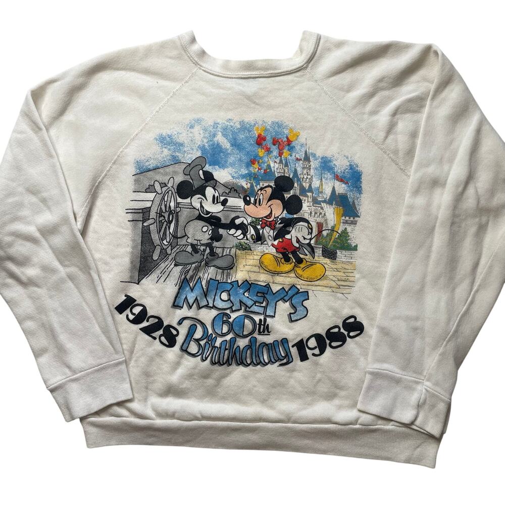 Vintage Disney Mickey Mouse 60th Birthday Long Sleeve Sweatshirt Pullover Small